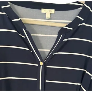 ✨TALBOTS  BUTTON-FRONT STRIPE JERSEY MAXI SZ LARGE DRESS✨ thumbnail 9