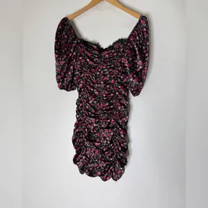 For Love & Lemons Melrose Ruched Puff Sleeve Mini Dress‎ Satin Multicolor Size M thumbnail 4