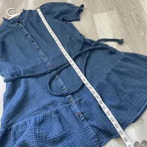 Gap Mini Dress cotton gauze button front mini womens Indigo Blue (large) natural thumbnail 6