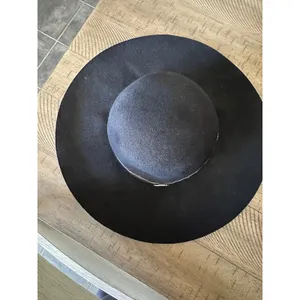 100% Wool Black Floppy Hat - Wide Brim with Silver Concho Band - 57cm‎ Coachella thumbnail 6