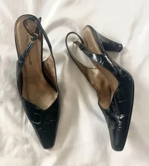Stacy Adams Vintage 90s Black Leather Slingback Kitten Heels US 8 thumbnail 1