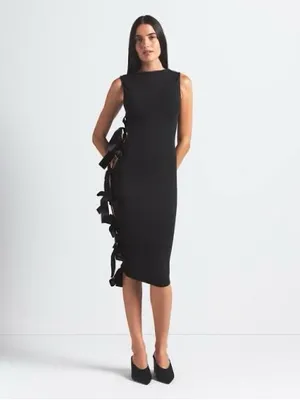 BNWT Skims Cloud Bow Sleeveless Midi Dress Onyx XXS thumbnail 2
