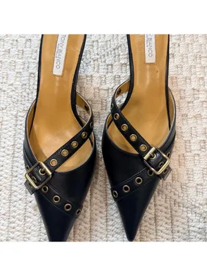 Tony Bianco Savior Kitten Heel Mules in Black Nappa thumbnail 3