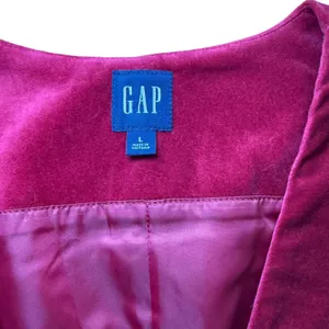 Vintage GAP Velvet Vest Womens L Red Maroon‎ Button Down Sleeveless Top thumbnail 4