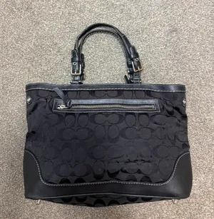 Vintage Coach Hampton Signature Satchel Black Canvas Leather Y2K Hobo code 6830 thumbnail 1