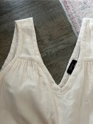 Quince Organic Cotton Gauze Tiered V-Neck Maxi Cream Dress Size xs thumbnail 10