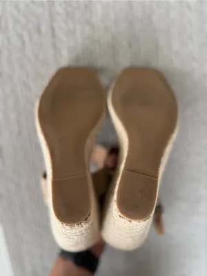 Steve Madden Beige Tan Genuine Suede Leather Espadrille Wedge Sandals Sz 6.5 thumbnail 7