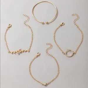 Gold leaf and Rhinestone bracelet set 4 piece thumbnail 3