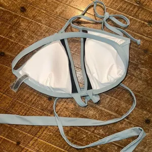 Victoria’s Secret L gray blue strappy wrap bikini top thumbnail 2