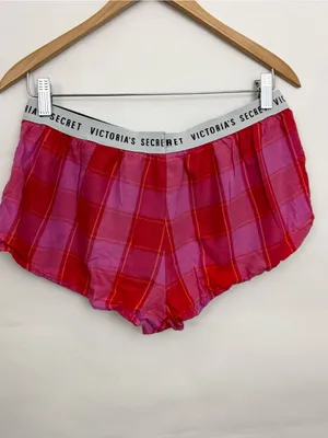 Victoria's Secret Boxer Pink & Red Plaid Sleep Shorts PJ shorts Small thumbnail 3