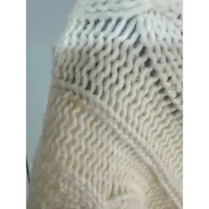 Carriage Court Women's Cream Color V neck button down‎ cable knit Size M thumbnail 4