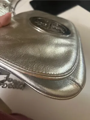 Tory Burch Reva Metallic Silver Leather Clutch Crossbody Bag thumbnail 5