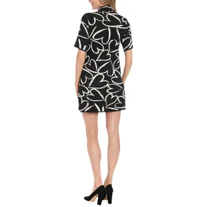 NWT London Times Mockneck Short Sleeve Mini Sweater Dress Black / White XL thumbnail 3