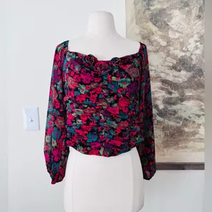 Free People Haut Oh Lala in Black Motif Size Large NWT $128 thumbnail 3