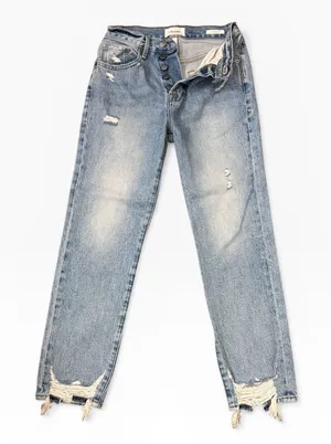 Frame Le Original High Rise Straight Leg Distressed Frayed Hem Jeans‎ Size 24x27 thumbnail 1