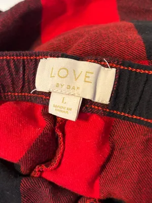 GAP Checkered Flannel Matching Pajama Lounge Set Black Red Womens Size Large thumbnail 3