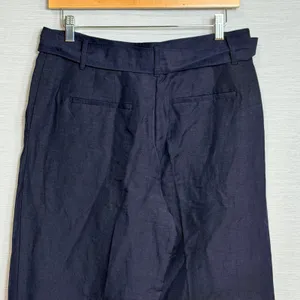 Ann Taylor Navy Blue Linen Blend Wide Leg Belted Trousers Pants 826676 Sz 4 NEW thumbnail 4