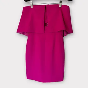Jay Godfrey Hot Pink Pop Over Strapless Mini Dress Size 2 Barbiecore‎ thumbnail 4