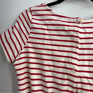 Lumiere Womens Large Red Ivory Striped Cotton Romper NWT Nautical Coastal thumbnail 5