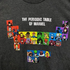 Marvel Comic Periodic Table Super Hero Tshirt Size XL thumbnail 2