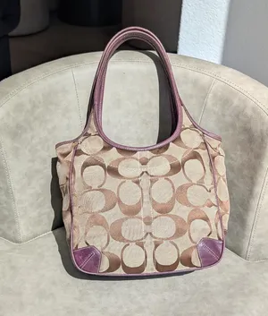Coach Ergo Shoulder bag jacquard signature with plum leather thumbnail 8