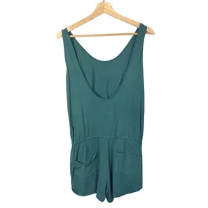 Zara TRF Blue Scoop Neck Sleeveless‎ Pocket Front Cotton Romper S thumbnail 2