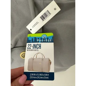 PROTEGE Weekender Duffel Bag 22‑Inch Silver Gray Spacious Travel Tote NEW w/Tags thumbnail 2