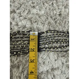 Women’s Black Crocheted Gold Bead Fringe Necklace Scarf Belt 72x2 thumbnail 10
