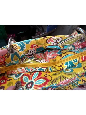 Vera Bradley Yellow Floral Quilted Satchel Shoulder Bag thumbnail 7