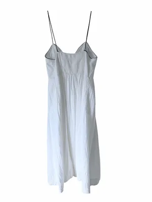 Maeve Anthropologie White Navy Trim contrast Midi Dress size 14 with pockets thumbnail 9