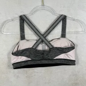 Lululemon Energy Bra Size 6 Heathered Black Pink Space Dye Criss Cross Back‎ thumbnail 3