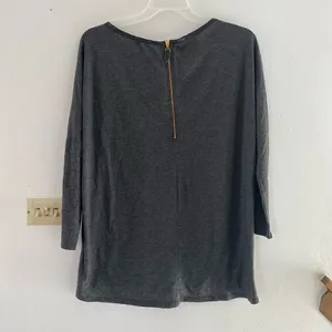 Zara W&B Collection Long Sleeve Dolman Top Faux Leather Trim Size L Gray thumbnail 12