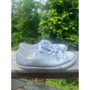 Converse All Star Chuck Taylor silver metallic low top sneakers, women's size 7 thumbnail 2