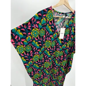 Leota Dress‎ Women's S Multi Blue Pink Bright Floral Marche Fleur V-Neck Maxi thumbnail 4