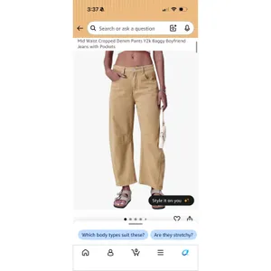 Women's Taupe Barrel Leg Jeans Size Small‎ Cropped High Rise Cotton Pants thumbnail 5
