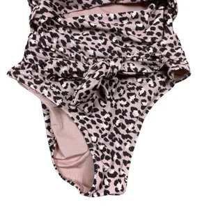 Aerie Leopard Cheetah Print Wrap Swimsuit One Piece Full Coverage Beach Small‎ thumbnail 3