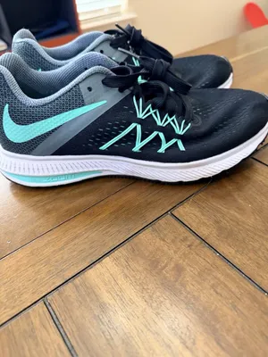 Nike Zoom winflo 3 black turquoise running sneakers women's 7.5 thumbnail 2