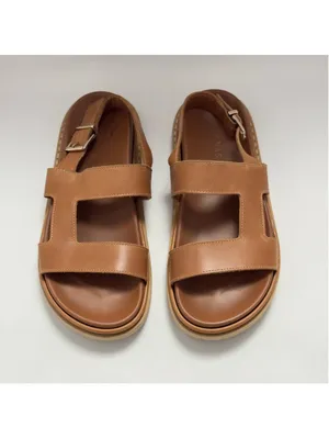 ALOHAS Lorelei Cut Out Leather Footbed Flat Sandal Tan Size 8.5 thumbnail 4