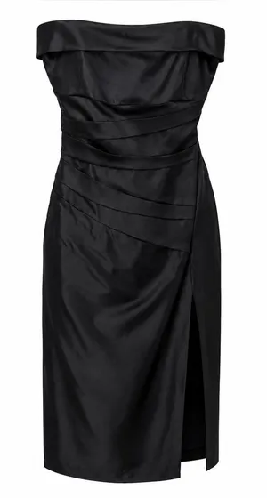 Gianni Bini NWT Black Satin Ruched Strapless Cocktail Dress Women's Size 0 Party thumbnail 1