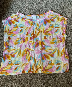 Joie 100% Linen Floral Boxy Top Large thumbnail 1