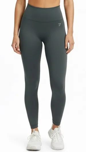Gymshark High Rise Seamless Leggings Womens XS Green Stretch Athleisure Pilates thumbnail 1
