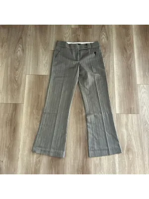 BCBGMaxazria Taupe Gray Pinstripe Preppy Dress Wool Pants US0 Bootcut Classic thumbnail 2