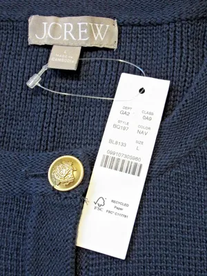 NWT J.Crew Emilie Sweater Lady Jacket in Navy Blue Cotton Knit Cardigan L thumbnail 8