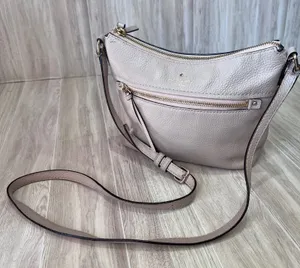 Kate Spade Crossbody Bag Leather Shoulder Bag Designer Purse Light Pink Cream thumbnail 1
