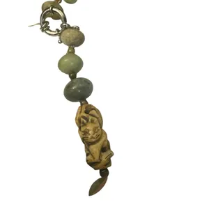 Handcrafted Turquoise and Brown Beaded Necklace beautiful hand carved beads thumbnail 6