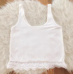 White Knit Floral Tank Size XS thumbnail 2