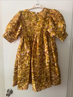Kika Vargas for Target Women’s Puff-Sleeve Floral Print Dress in Mustard Yellow thumbnail 6