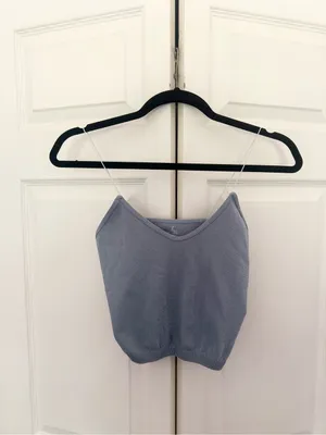 Free People Intimately Blue Gray Glitter Crop Cami Tank Top Size M/L thumbnail 2