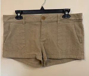 Volcom Shorts Womens 11 Tan Excellent The Favorite 2.5 Herringbone Khaki Pockets thumbnail 1