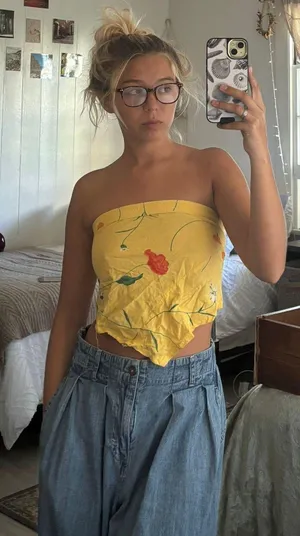 Yellow Floral Hankerchief Top thumbnail 1